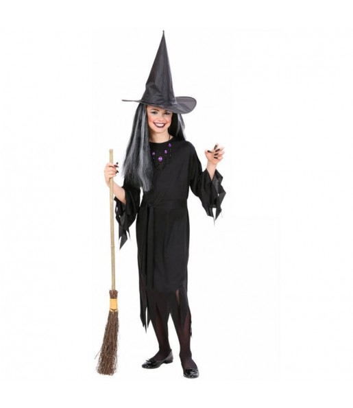 Disfarce Halloween Bruxa preta meninas para uma festa Halloween