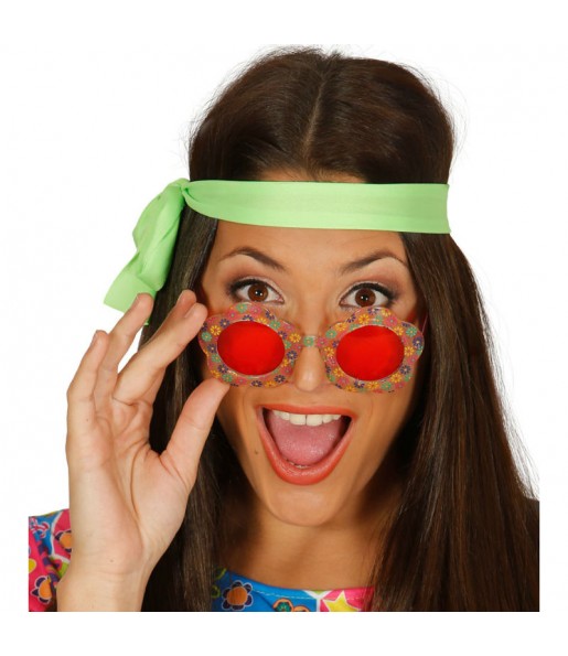 Os óculos mais engraçados flor hippie para festas de fantasia