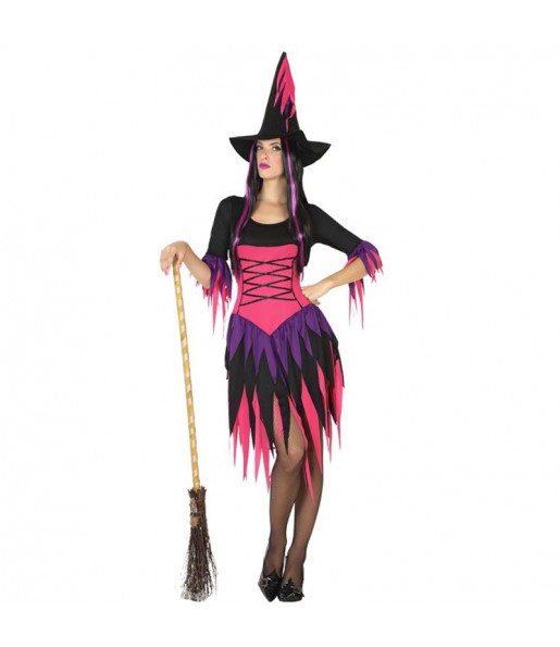 Fato de Bruxa rosa mulher para a noite de Halloween