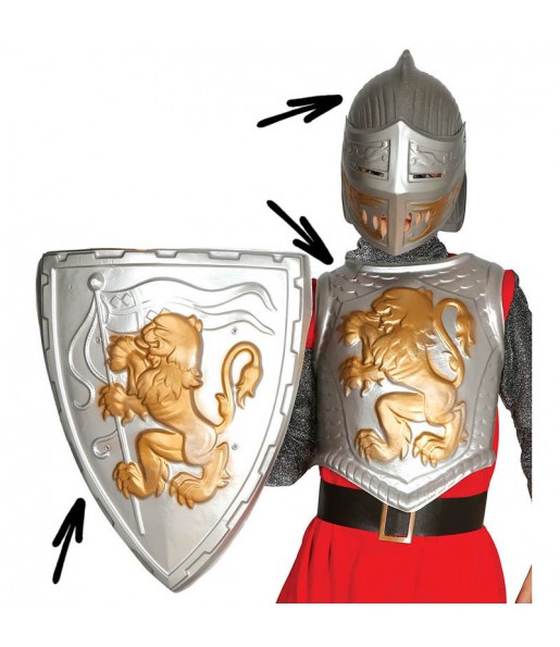 Kit de acessórios para fantasia de cavaleiro medieval infantil para festas de fantasia