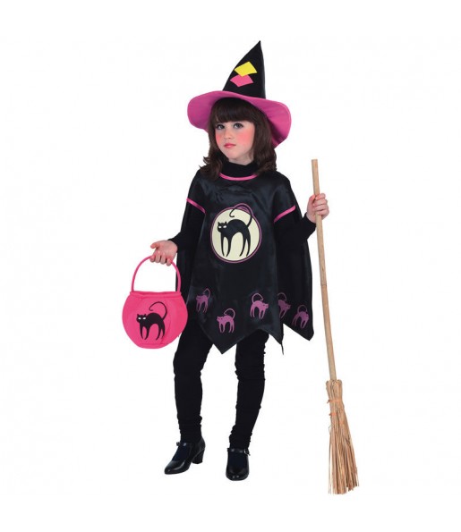 Disfarce Halloween Bruxa Gato Halloween meninas para uma festa Halloween 