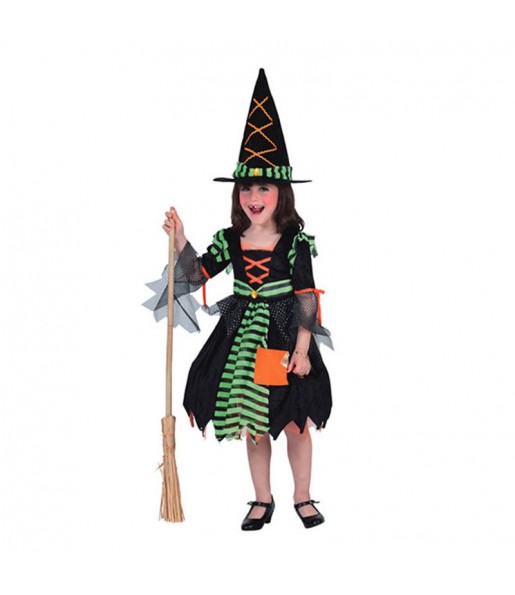 Disfarce Halloween Bruxa Verde meninas para uma festa Halloween 
