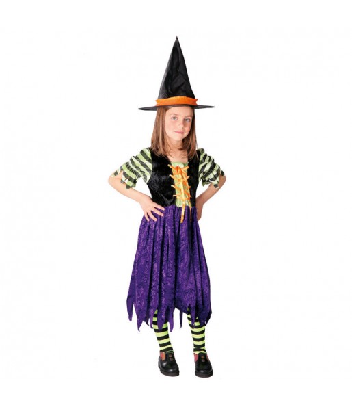 Disfarce Halloween Bruxa listrada meninas para uma festa Halloween