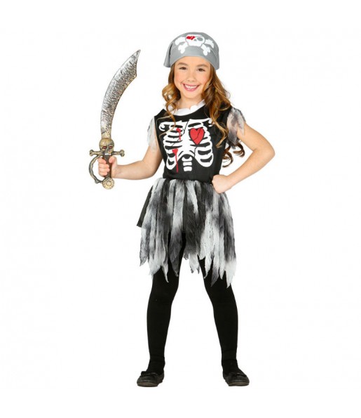 Disfarce Halloween Esqueleto Pirata meninas para uma festa Halloween