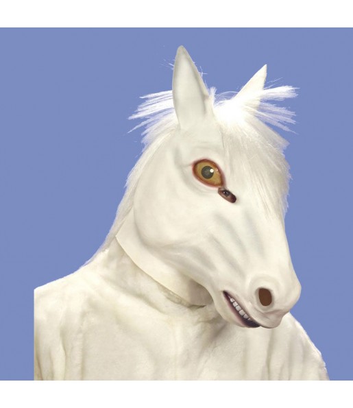 Máscara cavalo branco para completar o seu fato Halloween e Carnaval