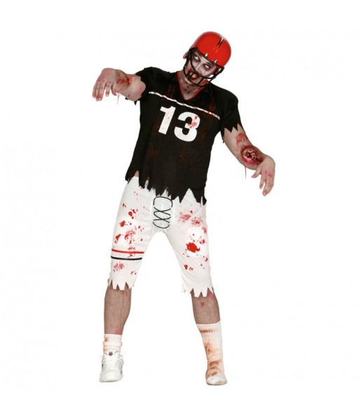 Fato de Jogador de futebol americano zombie adulto para a noite de Halloween 