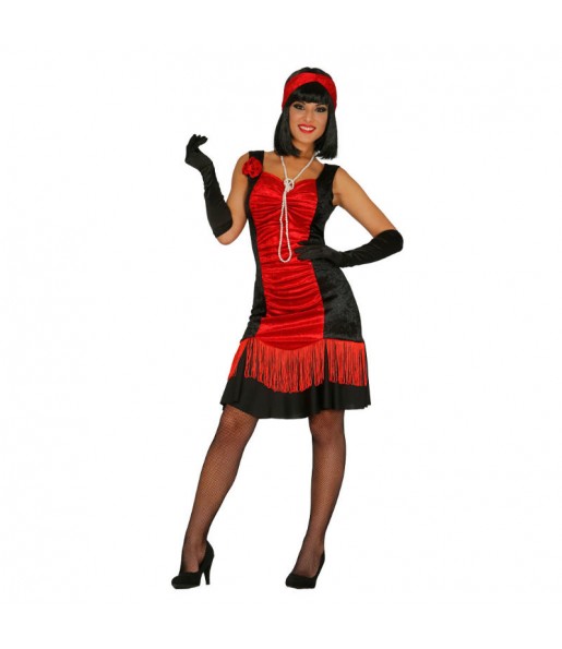 Disfarce original Charleston anos 20 preto e vermelho mulher ao melhor preço