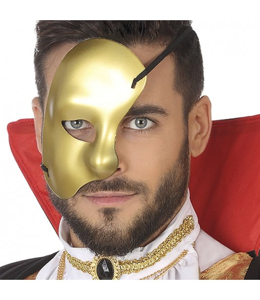 Máscara dourada do Fantasma da Ópera para completar o seu disfarce