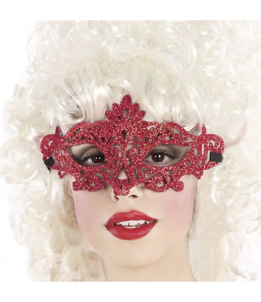 Máscara de Veneza vermelha para completar o seu disfarce