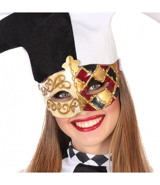 Máscara veneziana Pierrot para completar o seu disfarce