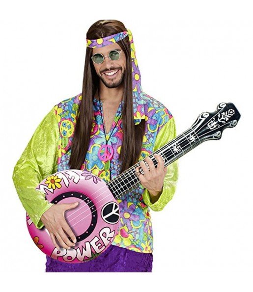 Banjo insuflável rosa para completar o seu disfarce