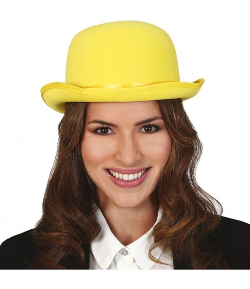 Chapéu de coco amarelo de luxo para completar o seu disfarce