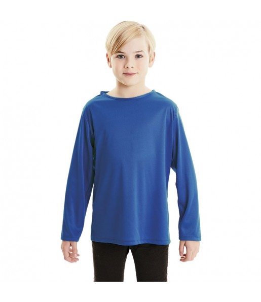 T-shirt azul criança de manga comprida