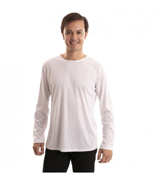 T-shirt branca homem de manga comprida