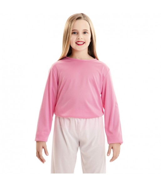 T-shirt cor-de-rosa criança de manga comprida