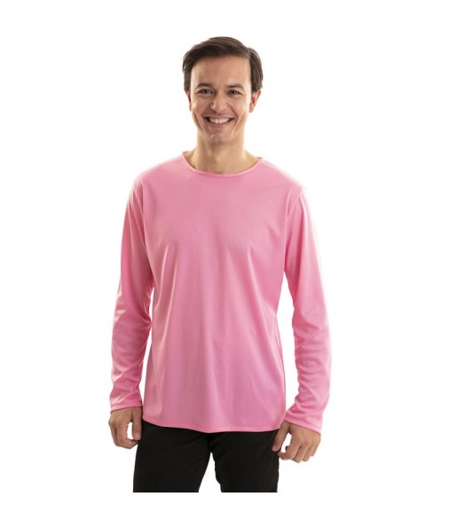 T-shirt cor-de-rosa adulto de manga comprida