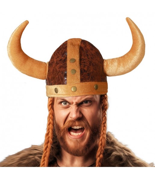 Capacete viking com chifres em tecido para completar o seu disfarce