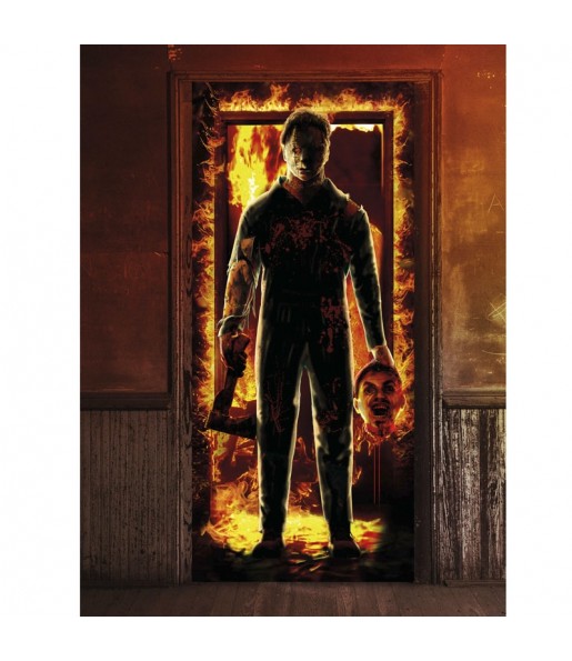 Decoração de porta Michael Myers para Halloween