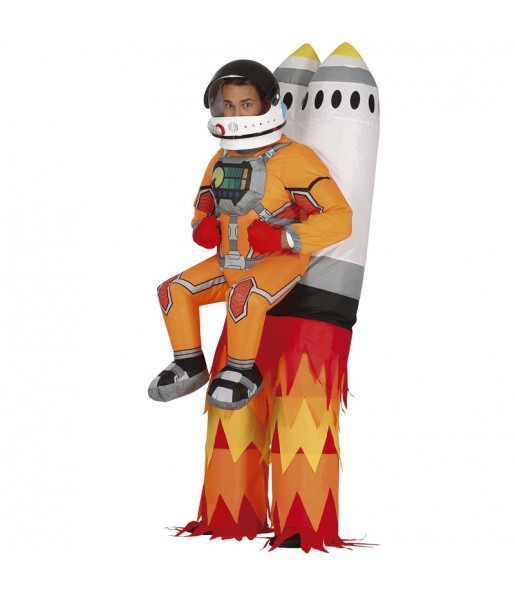 Disfarce de Astronauta com foguete insuflável para homem
