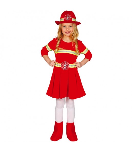 Disfarce de bombeira vermelha para menina