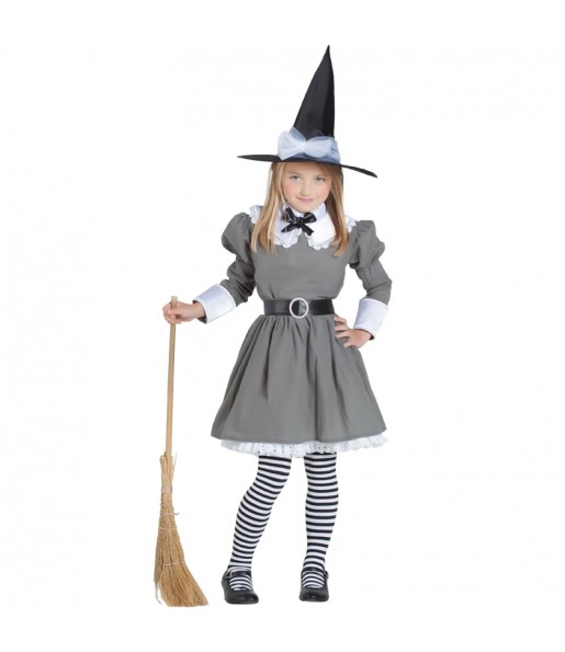 Disfarce Halloween O fato de bruxa Cinzenta infantil para menina inclui: vestido, cinto, meias e chapéu | Este traje Bruxa Cinzenta está disponível em 4 tamanhos diferentes meninas para uma festa Halloween