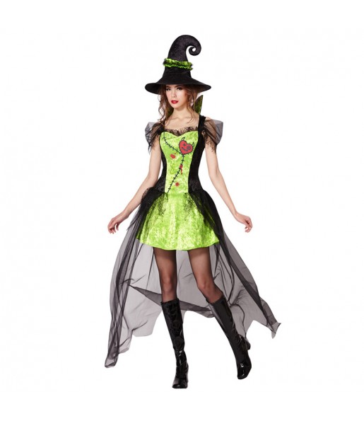Fato de Bruxa verde Halloween mulher para a noite de Halloween 