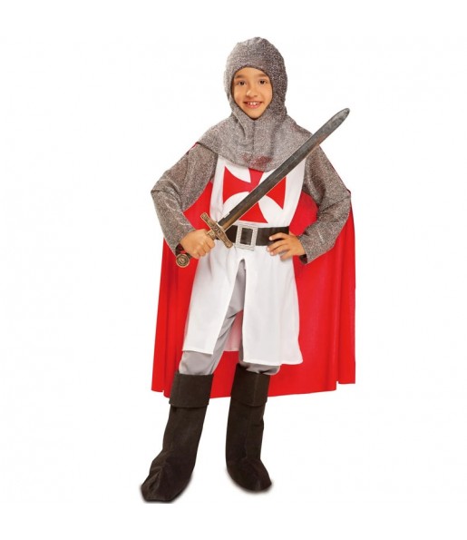 Disfarce de Cavaleiro medieval com capa para menino