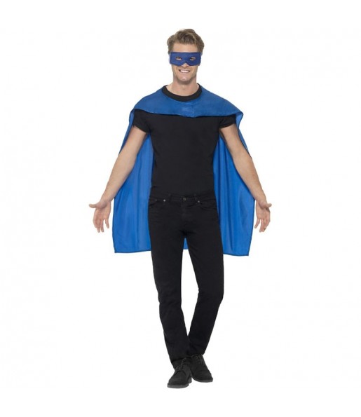 Fato de Capa azul super-herói para adulto
