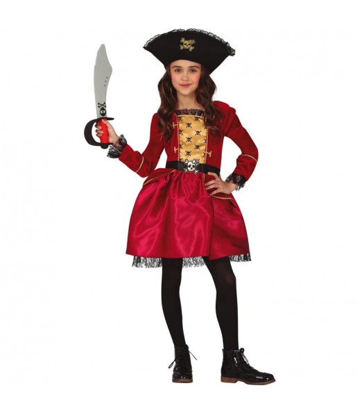 Disfarce de Capitão Pirata Elegante para menina