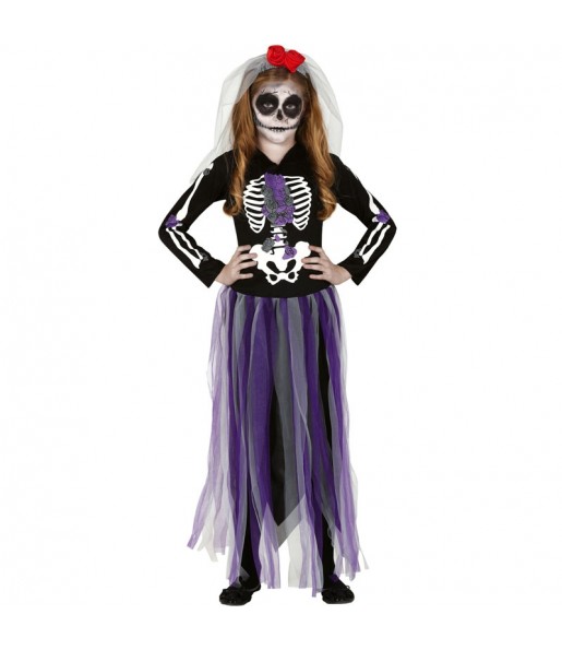 Disfarce Halloween Catrina Mexicana Dia dos Mortos meninas para uma festa Halloween