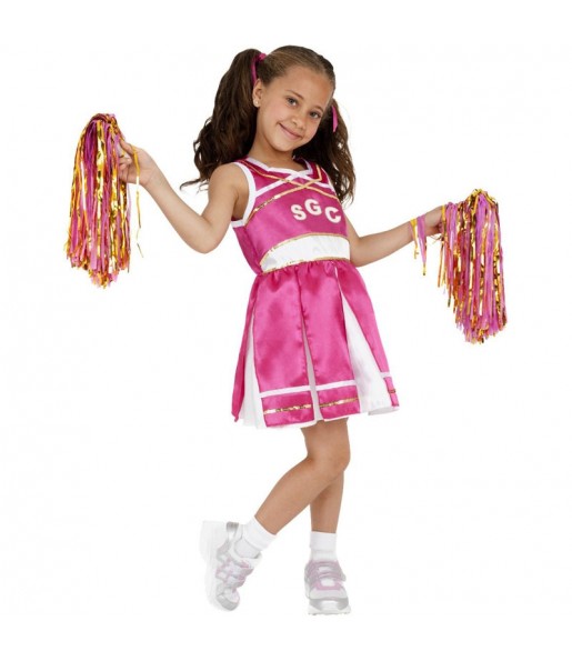 Disfarce de Cheerleader cor-de-rosa para menina