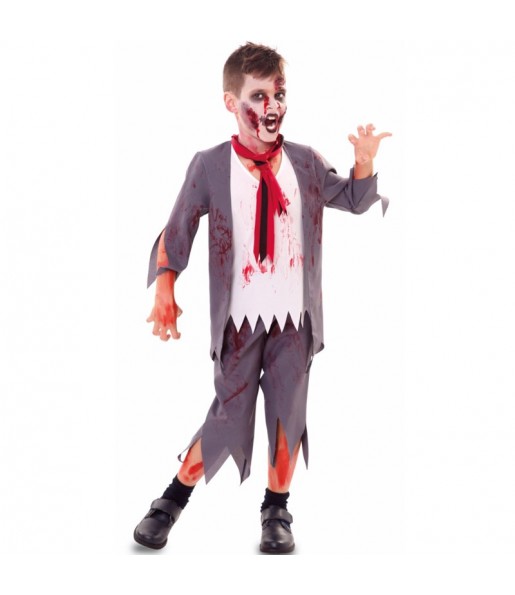 Disfarce Halloween Estudante Zombie Sangrento para meninos para uma festa do terror