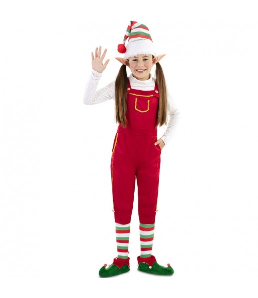Disfarce de Elfo do Santa Claus para menina