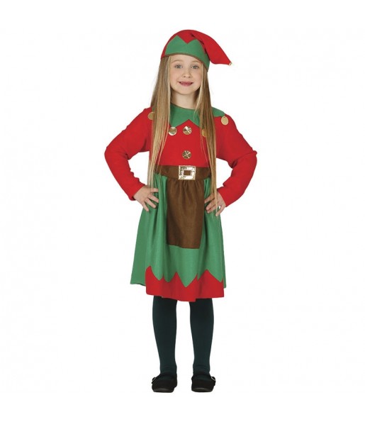 Fato de Elfa verde e vermelha para menina
