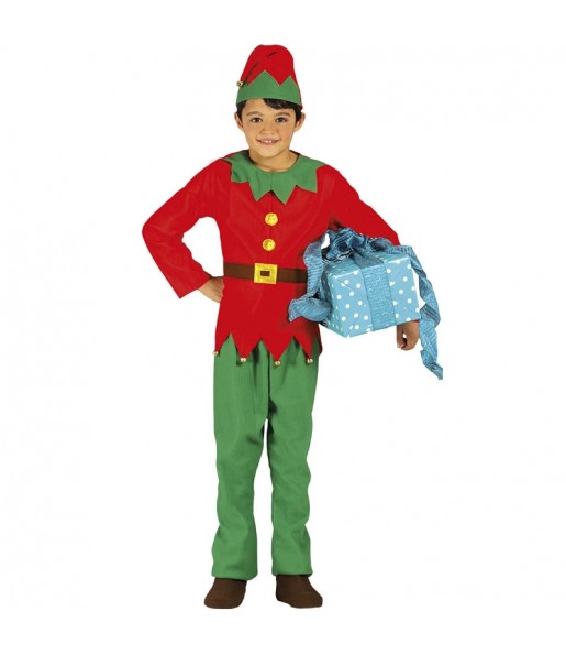 Fato de Elfo verde e vermelho para menino