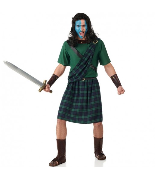 Disfarce de Escocês Braveheart verde para homem