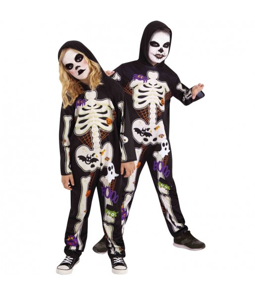 Disfarce Halloween Esqueleto colorido para crianças para meninos para uma festa do terror