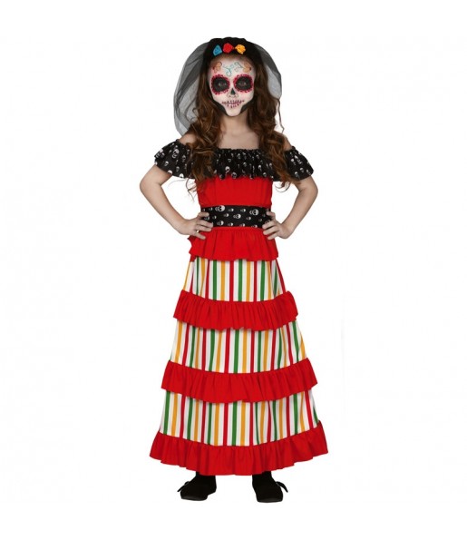 Disfarce Halloween Esqueleto de Dia dos Mortos meninas para uma festa Halloween