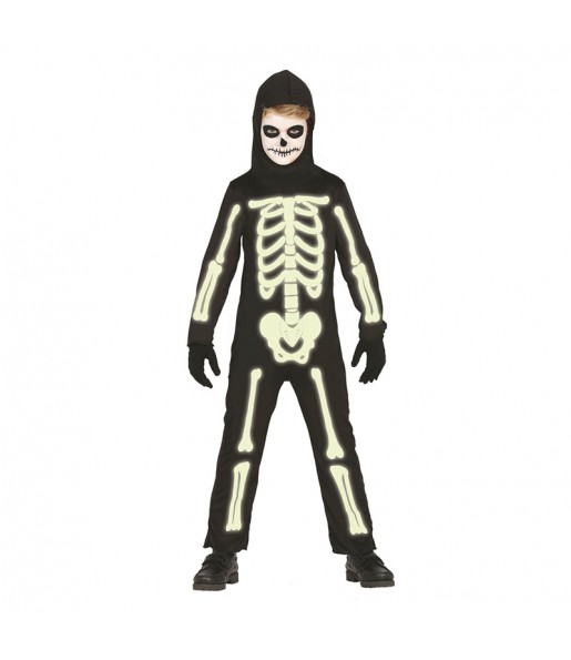 Disfarce Halloween Esqueleto glow in the dark para meninos para uma festa do terror