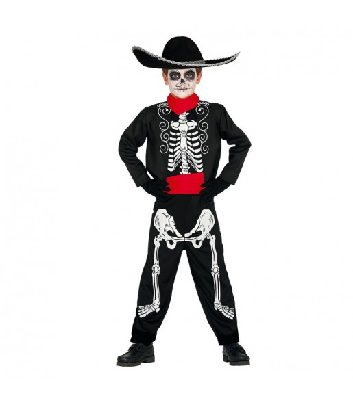 Disfarce Halloween Esqueleto mexicano para meninos para uma festa do terror