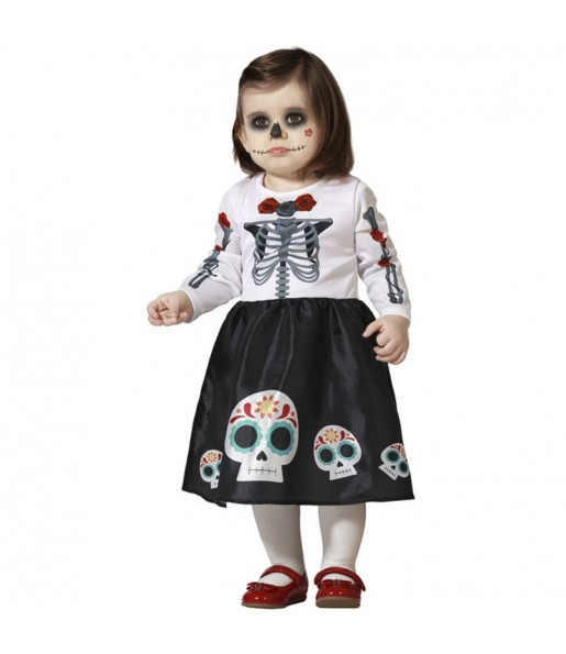 Fato de Catrina Esqueleto Mexicana para bebé 