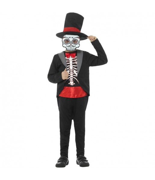 Fato de Esqueleto mexicano Catrin para menino