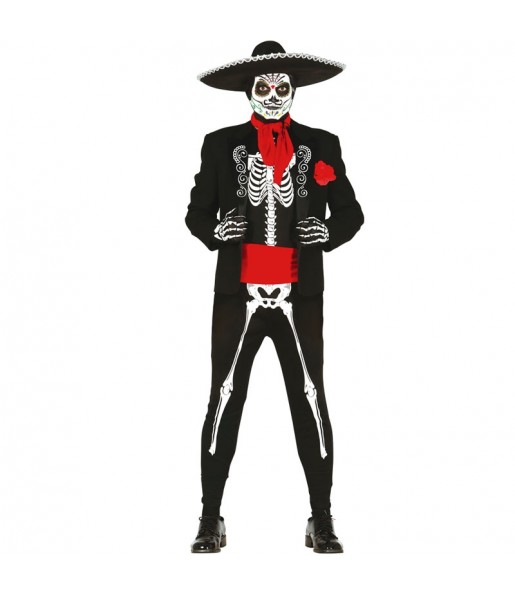 Fato de Esqueleto mexicano adulto para a noite de Halloween