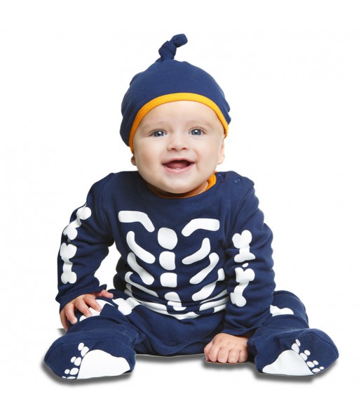 Disfarce Halloween Esqueleto azul com que o teu bebé ficará divertido.