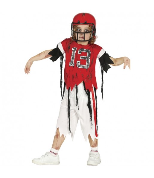 Disfarce Halloween Jogador de futebol americano zombie para meninos para uma festa do terror