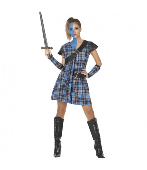 Fato de Guerreira Escocesa azul para mulher