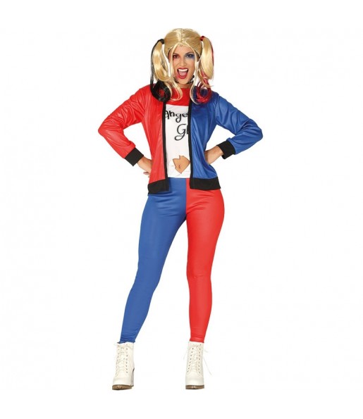 Fato de Harley Quinn supervilã mulher para a noite de Halloween 