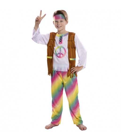 Disfarce Hippie Rainbow menino para deixar voar a sua imaginação
