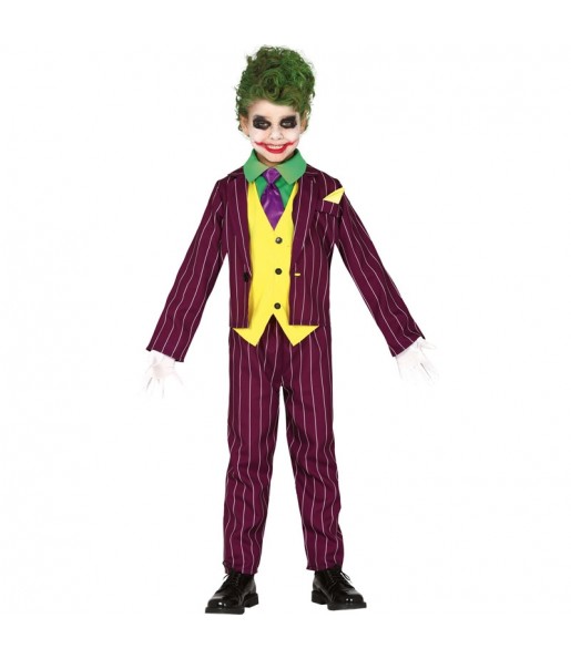 Disfarce Halloween Joker Arkham para meninos para uma festa do terror