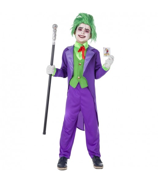 Disfarce Halloween Joker Supervilão meninos para uma festa do terror 